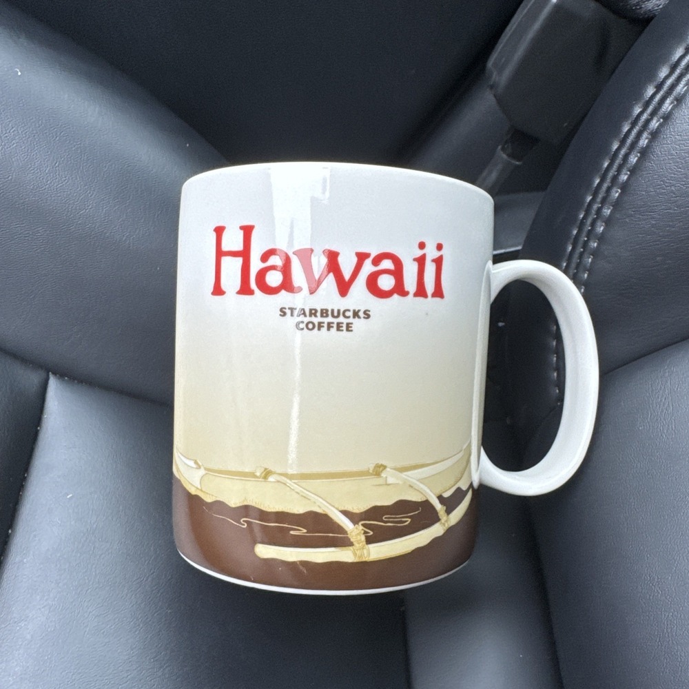 Starbucks Hawaii Collector Series Mug 2011 Outrigger Canoe Palm Trees 16oz